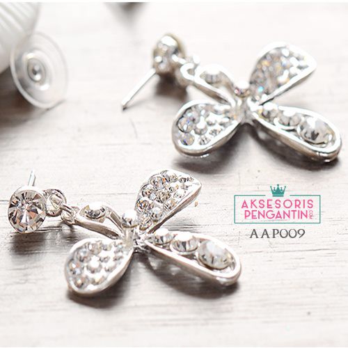 [SIAP KIRIM] PERHIASAN PENGANTIN ANTING PESTA AKSESORIS WEDDING SILVER AAP009