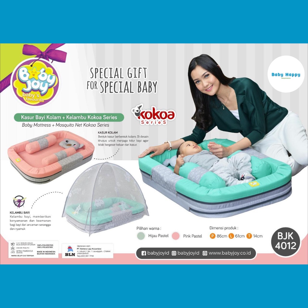 Baby Joy Kasur Bayi Kolam + Kelambu Kojong (bisa dilepas) Kokoa Series - BJK 4012 - Baby Happy