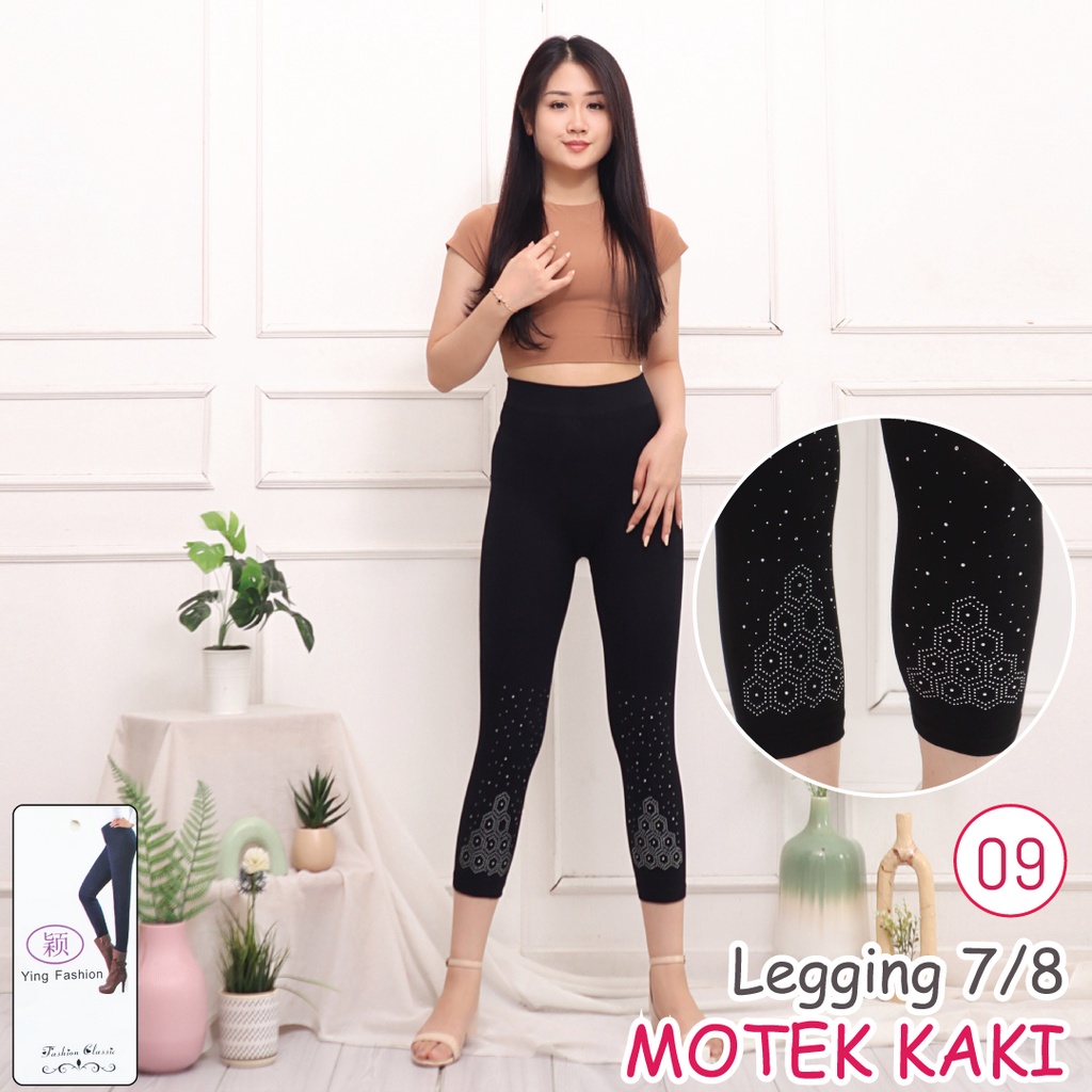 Legging Motek Kaki PENDEK / Motek Pendek / Legging pendek wanita / legging import / legging fashion / legging motek kaki wanita / legging hitam / legging wanita / ying fashion