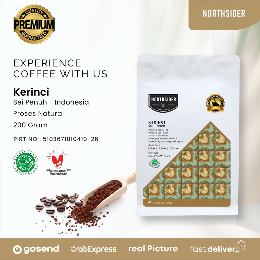 BIJI KOPI ARABIKA KERINCI SUNGAI PENUH NATURAL - 200GR NORTHSIDER COFFEE