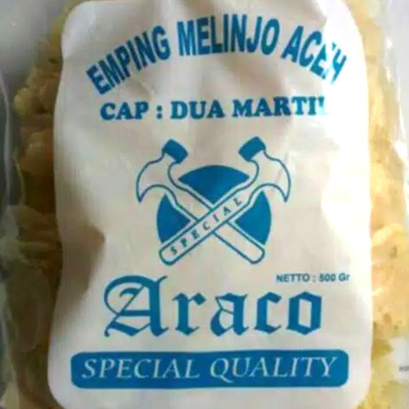 

Emping melinjo Aceh cap 2 martil 500 gram special Quality Grade A | emping melinjo ARACO cap 2 martil