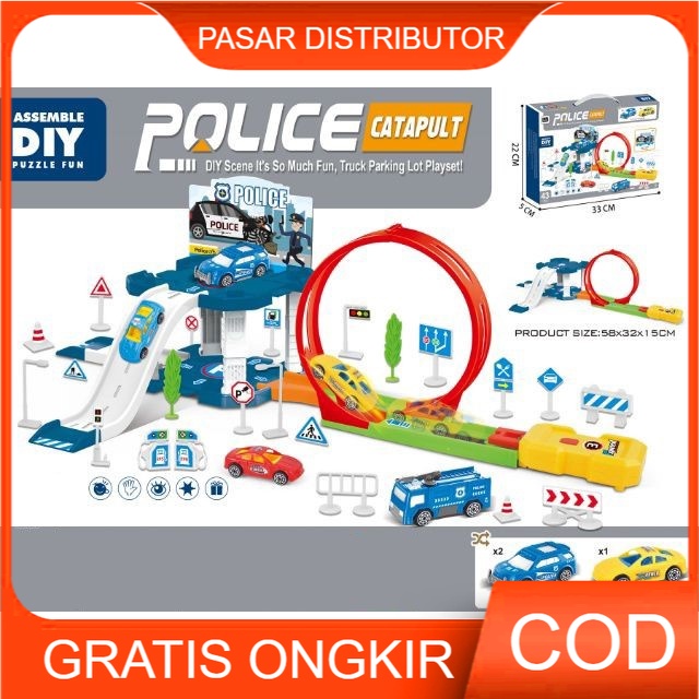 Mainan Anak POLICE / TRUCK CATAPULT ASSEMBLE DIY Puzzle Fun DIY Scene