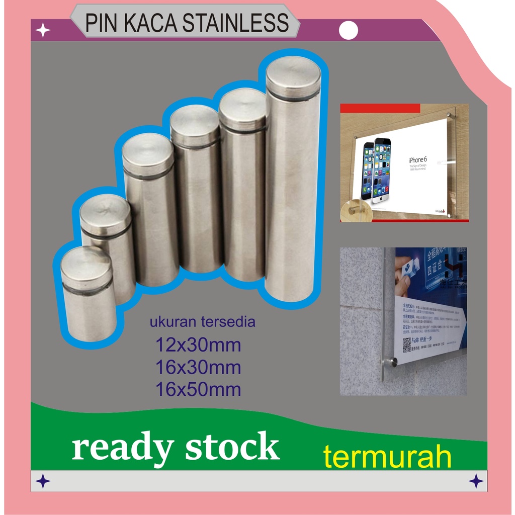 pen stainlees untuk acrylic ukuran 16X30 mm