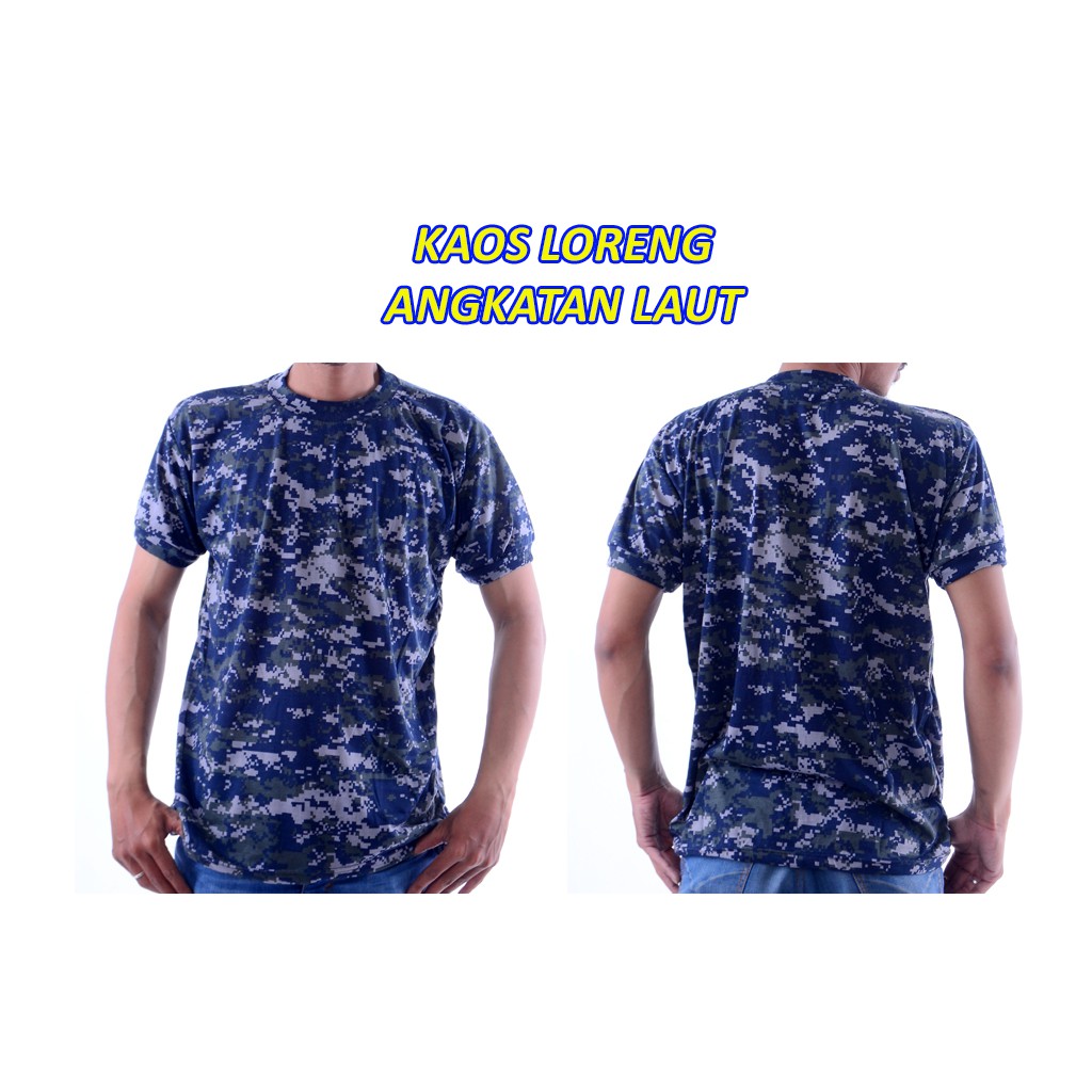 BAJU KAOS TSHIRT LORENG ANGKATAN LAUT LENGAN PENDEK NAVY