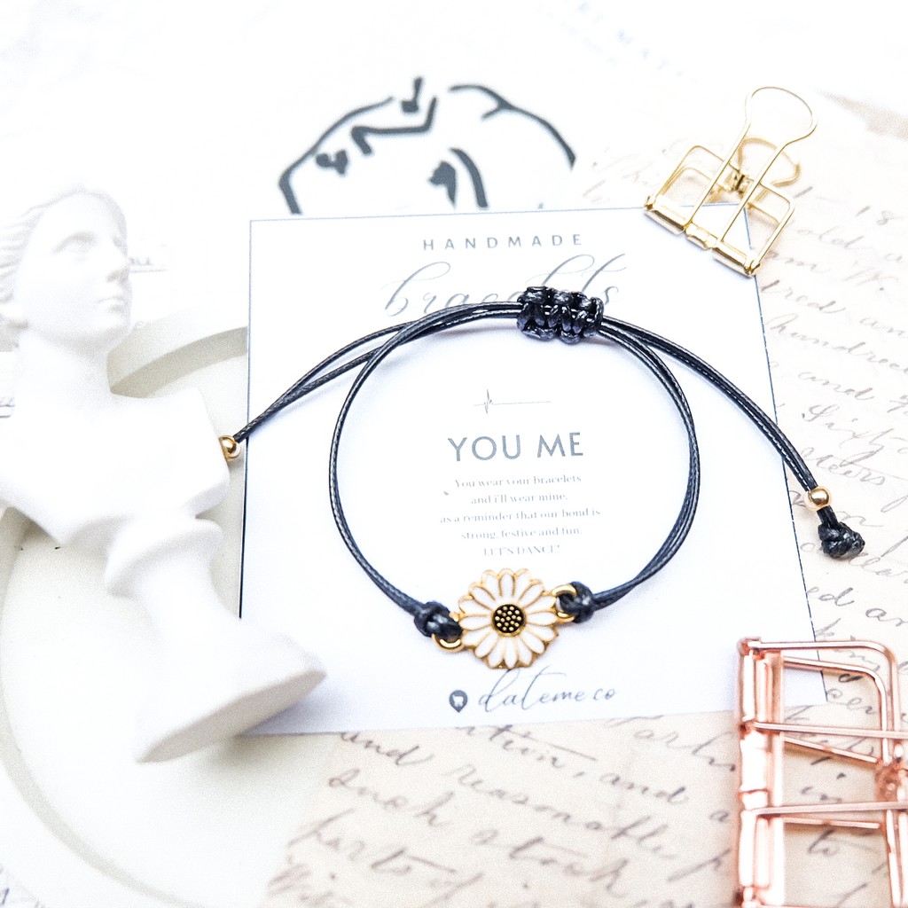 Bracelet Sunflower /Gelang Tali Korea Bunga Matahari-Daisy Putih