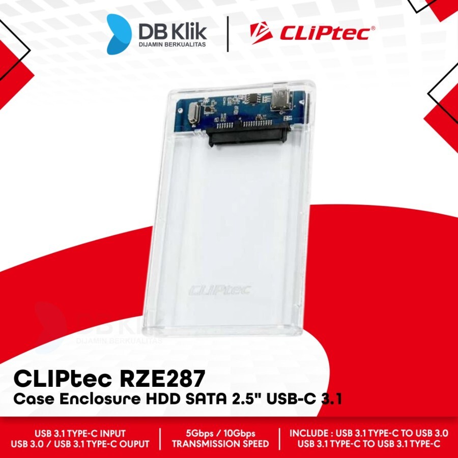Case Enclosure HDD SSD CLIPtec RZE287 SATA 2.5" USB-C 3.1 - RZE 287