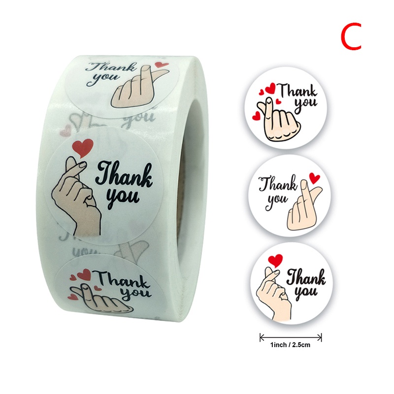 500pcs / roll Stiker Segel Tulisan Thank You