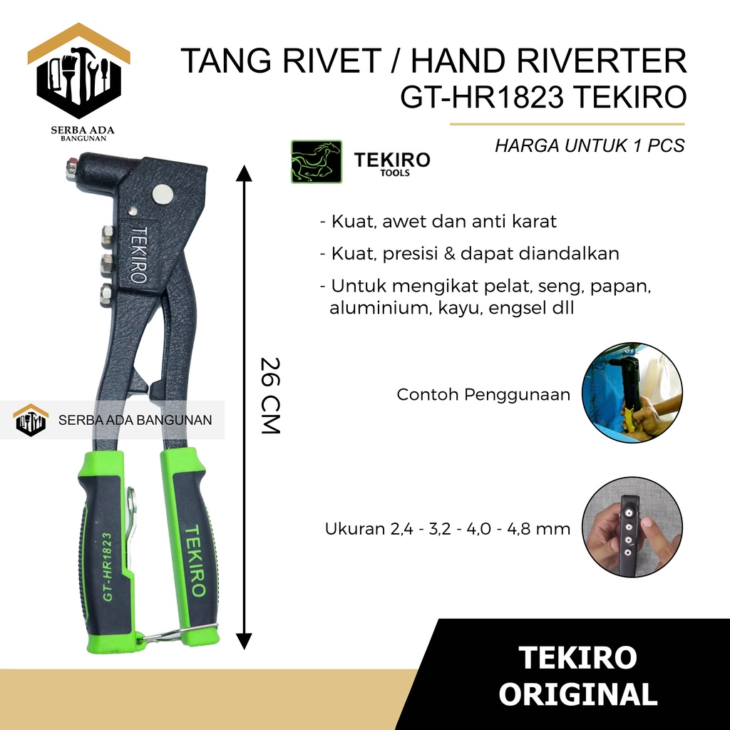 TEKIRO GT-HR1823 Tang Rivet - Hand Rivetter Ripet Rifet Riveter