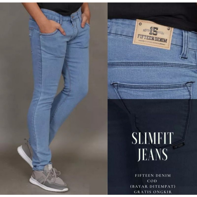 Celana Jeans Skiny Streetch Original Fifteen denim - Celana Jeans Pria