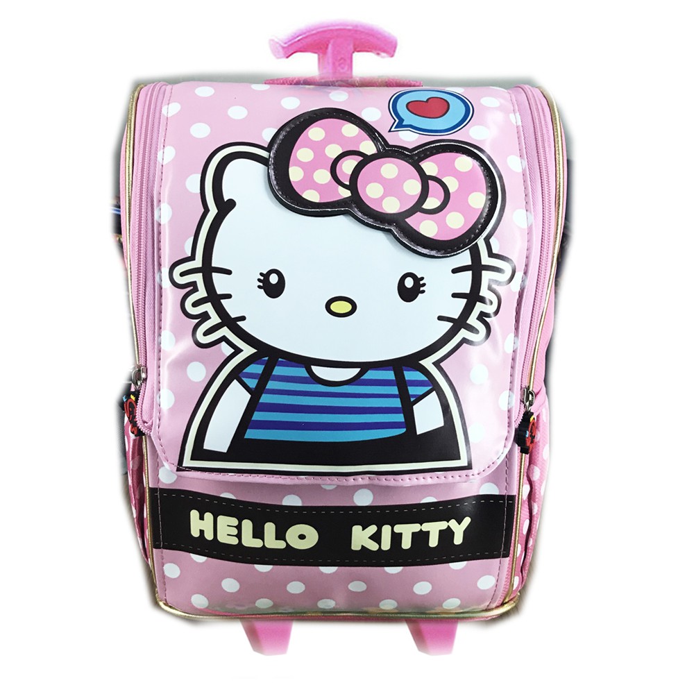 FREE ONGKIR + PROMO TERMURAH !!! Tas Troley Sekolah TK Hello Kitty Jepang Rose Gold Polkadot