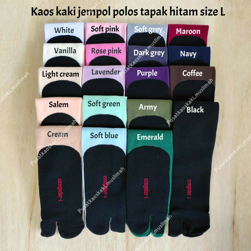 [12 PASANG] Kaos kaki polos tapak Hitam L SELUSIN