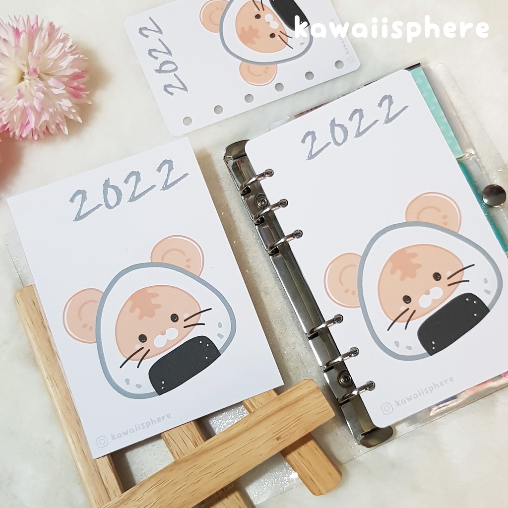 

Tiger Onigiri Postcard / Ring Binder Dashboard | New Year 2022 Postcard / Cover Ring Planner 6-Holes