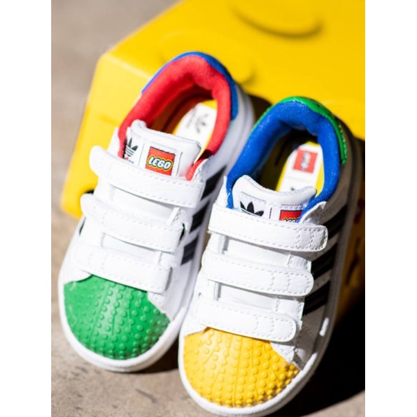Adidas superstar kids velcro Lego
