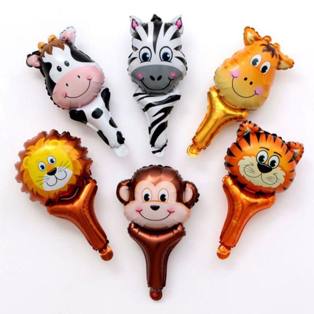 Mxbeauty Animal Head Balon Foil 5 Pcs Lucu Jungle Party Decoration Dekorasi Globos Ulang Tahun Party Decor Tangan Tongkat Mainan