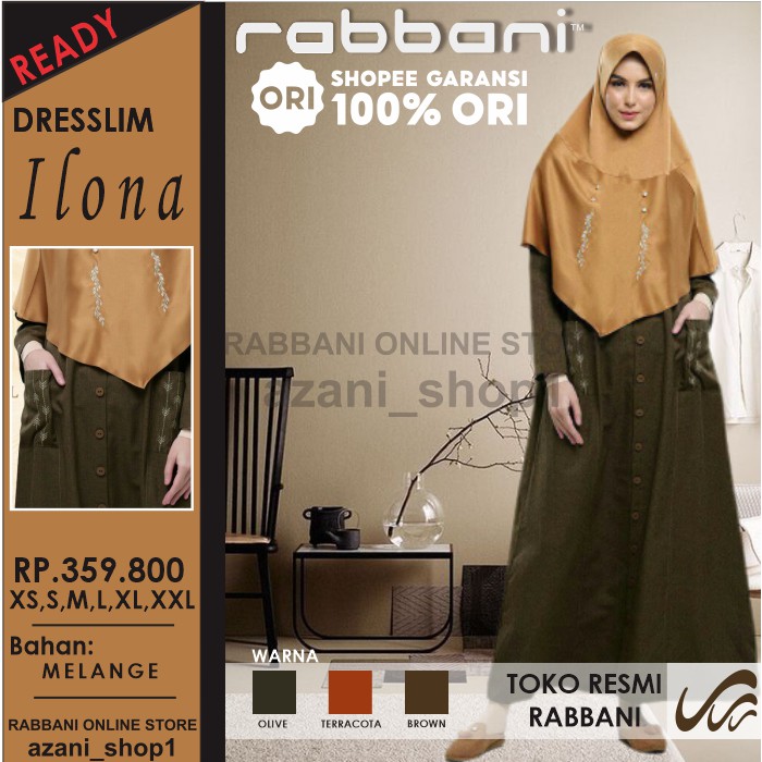 GAMIS RABBANI DRESSLIM ILONA ORI | Dress Rabani BUSUI Wanita Muslim Remaja Casual Original TerLARIS