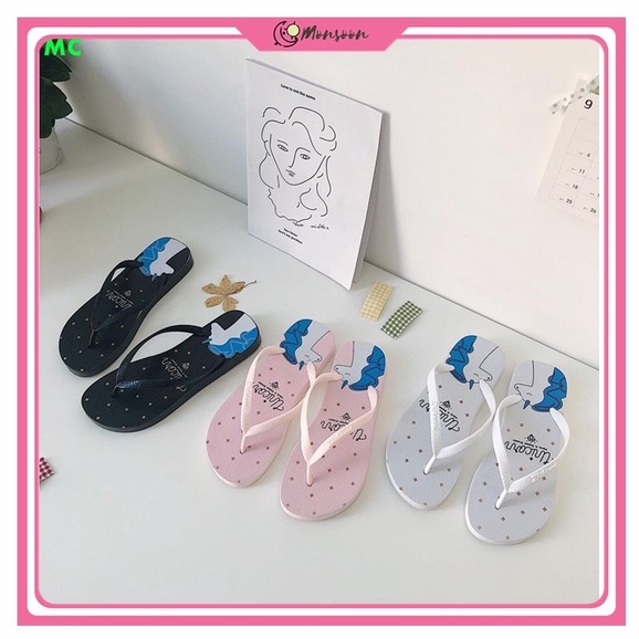 Monsoon - Strip tipis versi Korea dari unicorn kartun sandal jepit