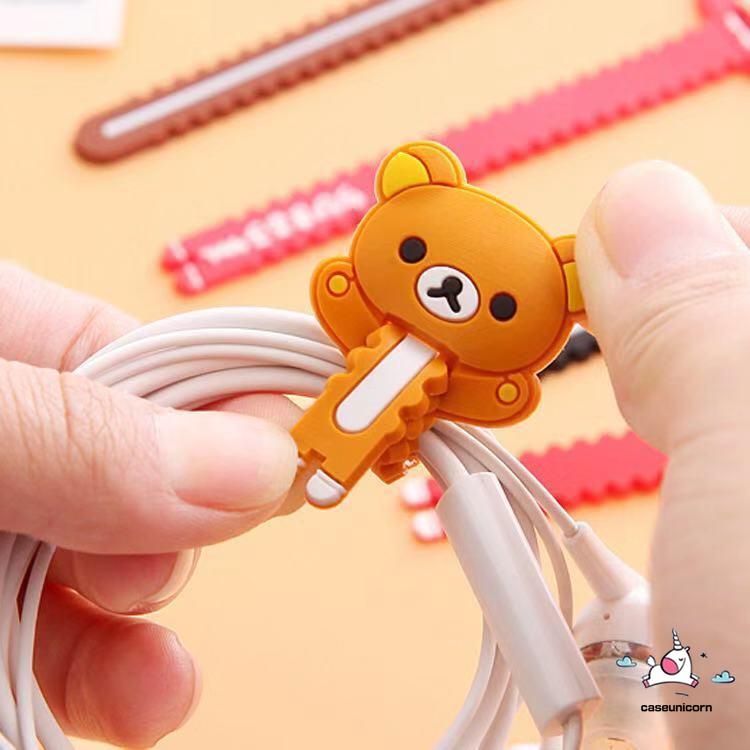 Klip Organizer Kabel Earphone / Charger Bentuk Kartun Lucu Bahan Silikon