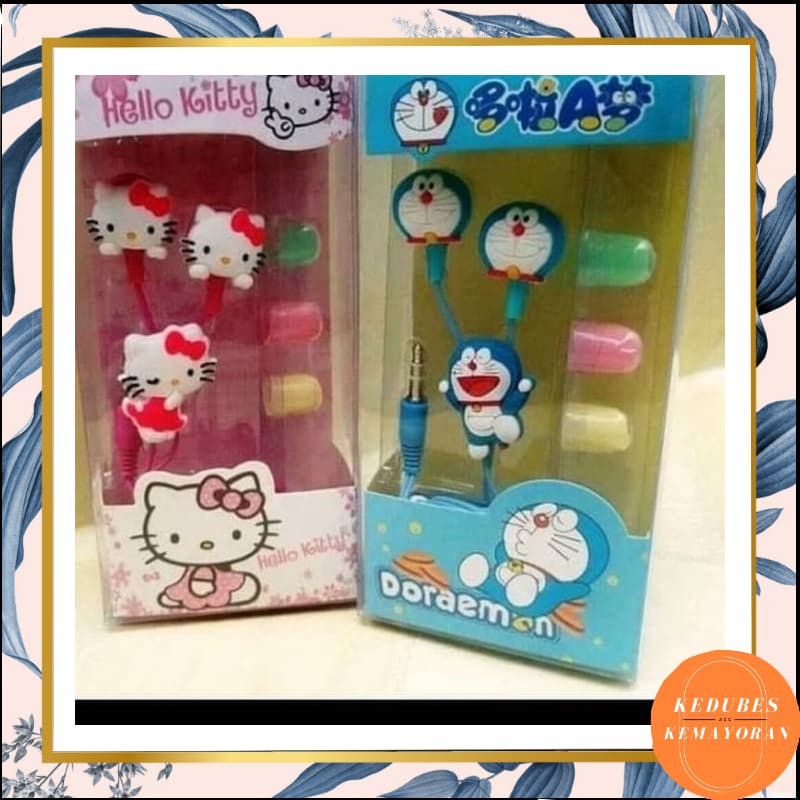 headset karakter hp universal handsfree doraemon hello kitty full body [kk]