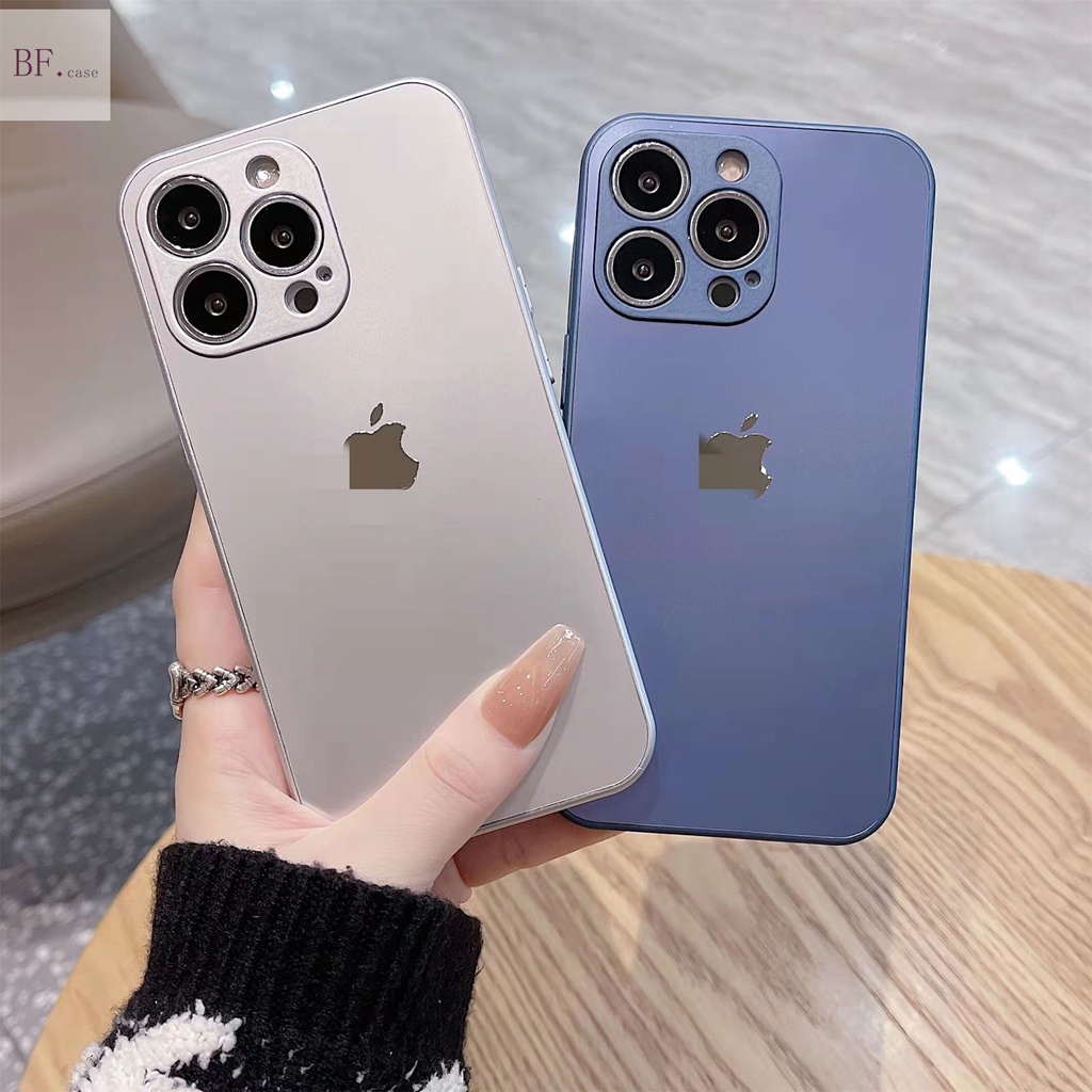 Casing Tempered Glass compatible for Iphone 11 Pro Max 12 12promax 12pro Anti Sidik Jari Warna Gold Matte