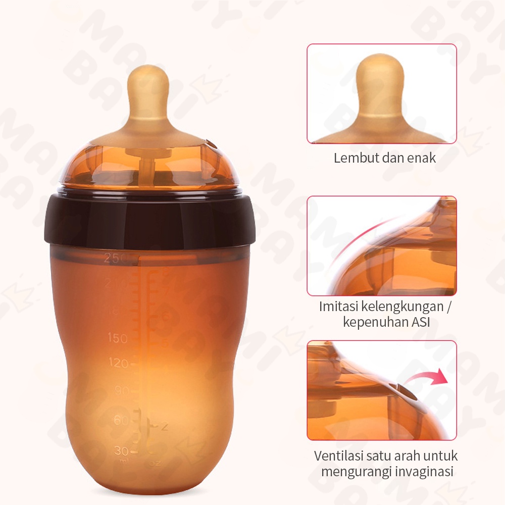 Mamibayi Dot piko bello dot bayi cokelat  BPA free dot  leher lebar dengan sedotan