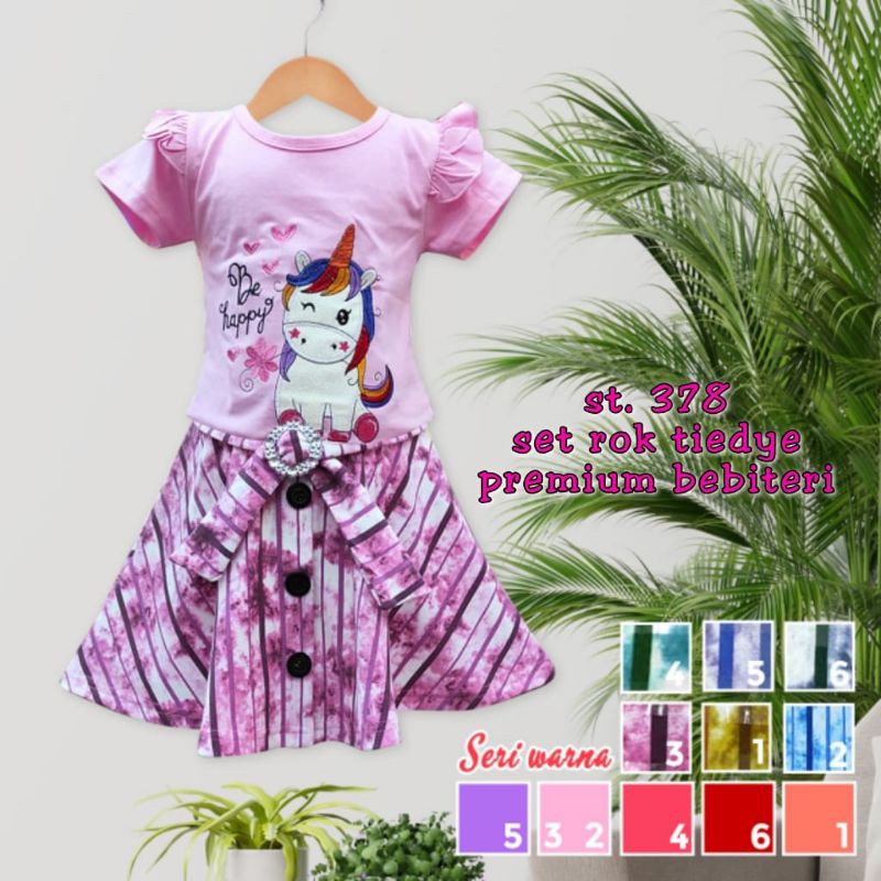 BAJU SETELAN ANAK UNICORN Setelan rok tie dye anak 2-7 tahun taroko / setelan tie dye ROK UNICORN