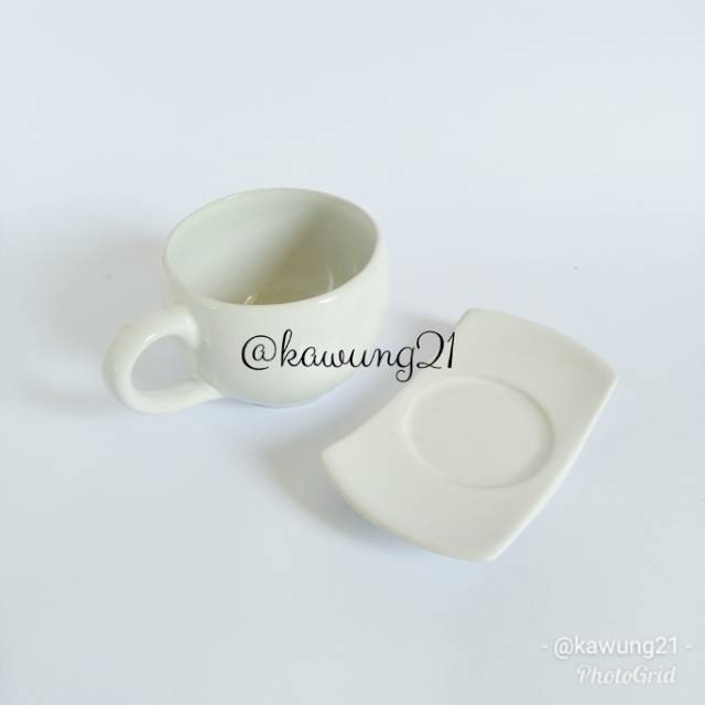 CS250 Putih Cangkir Saucer Unik K250