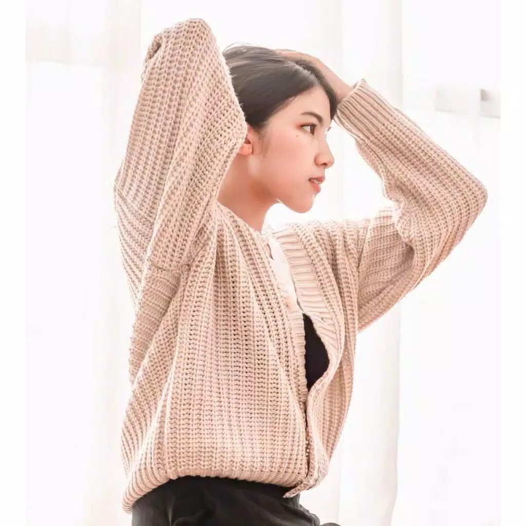 ARSY CARDY / CROP CARDY WANITA / Cardigan Crop / Cardy Rajut / Outer Wanita / Cardigan Rajut Wanita-CREAM