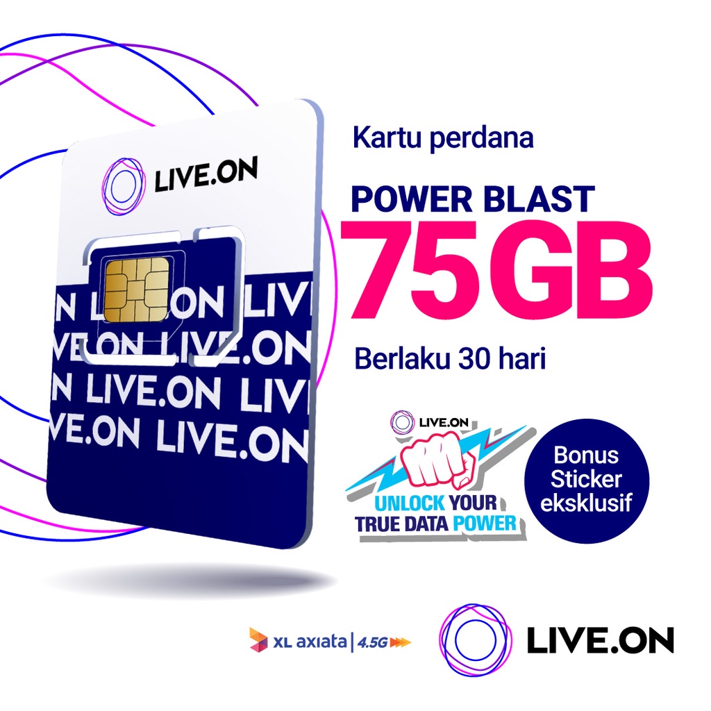 Kartu Perdana Live.On Power Blast 75GB (30 hari) + Sticker C