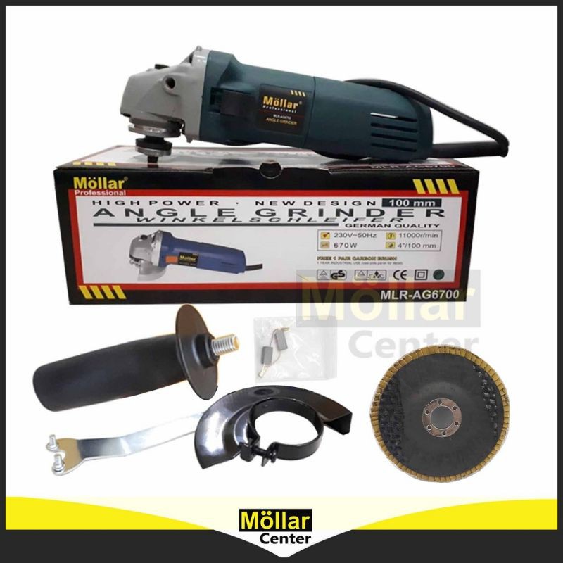 Mesin Gerinda Tangan - Gerinda Listrik Mollar MLR - AG6700 Angle Grinder MOLLAR 4"