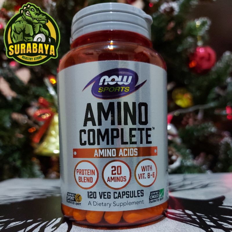 NOW SPORTS AMINO COMPLETE 120 VEGAN KAPSUL SOY WHEY PROTEIN ISOLATE CASEIN GLUTAMINE ARGININE FITNES