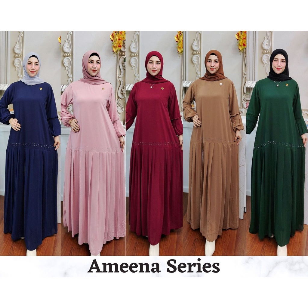 Ameena Dress By Erce Production  ORI Gamis Syar'i Original Kekinian Terlaris Termurah Bestseller Bes