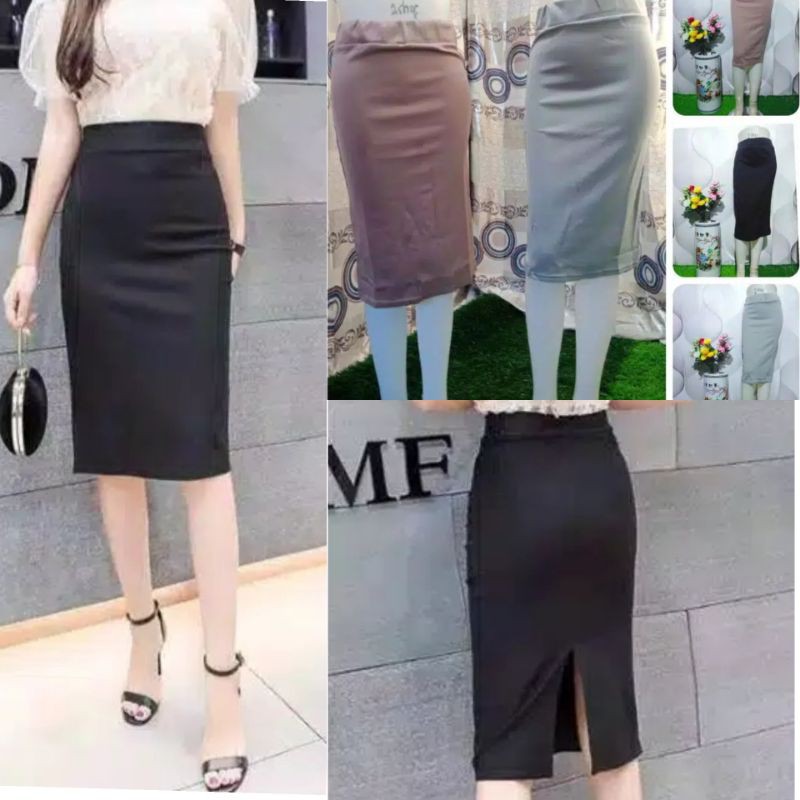 Rok Span pendek fashion kantor muat untuk ukuran Size M L XL