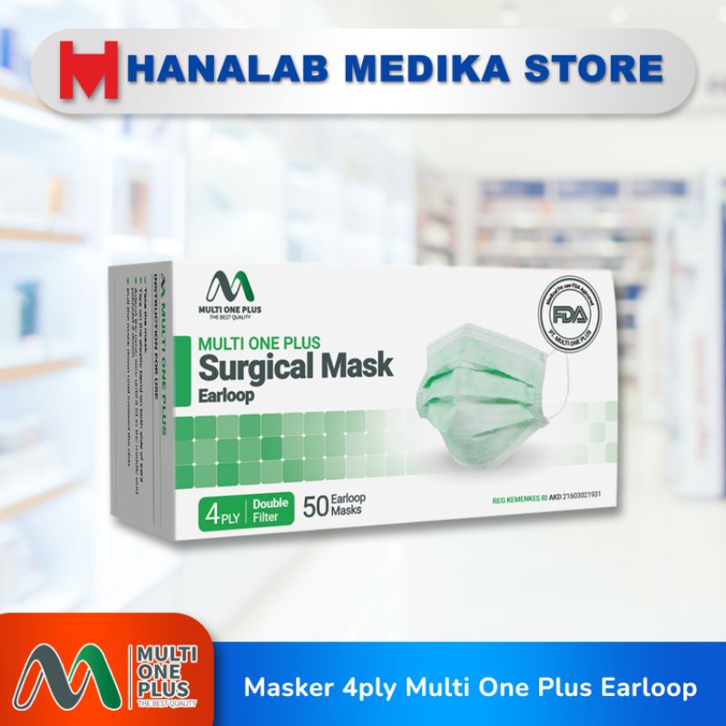 Multi One Plus Surgical 4ply Mask Earloop / Masker medis 4ply