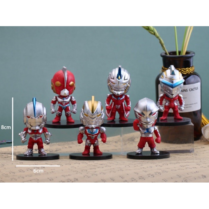 Cake Topper Mini Action Figure Ultraman isi 6 Bahan PVC