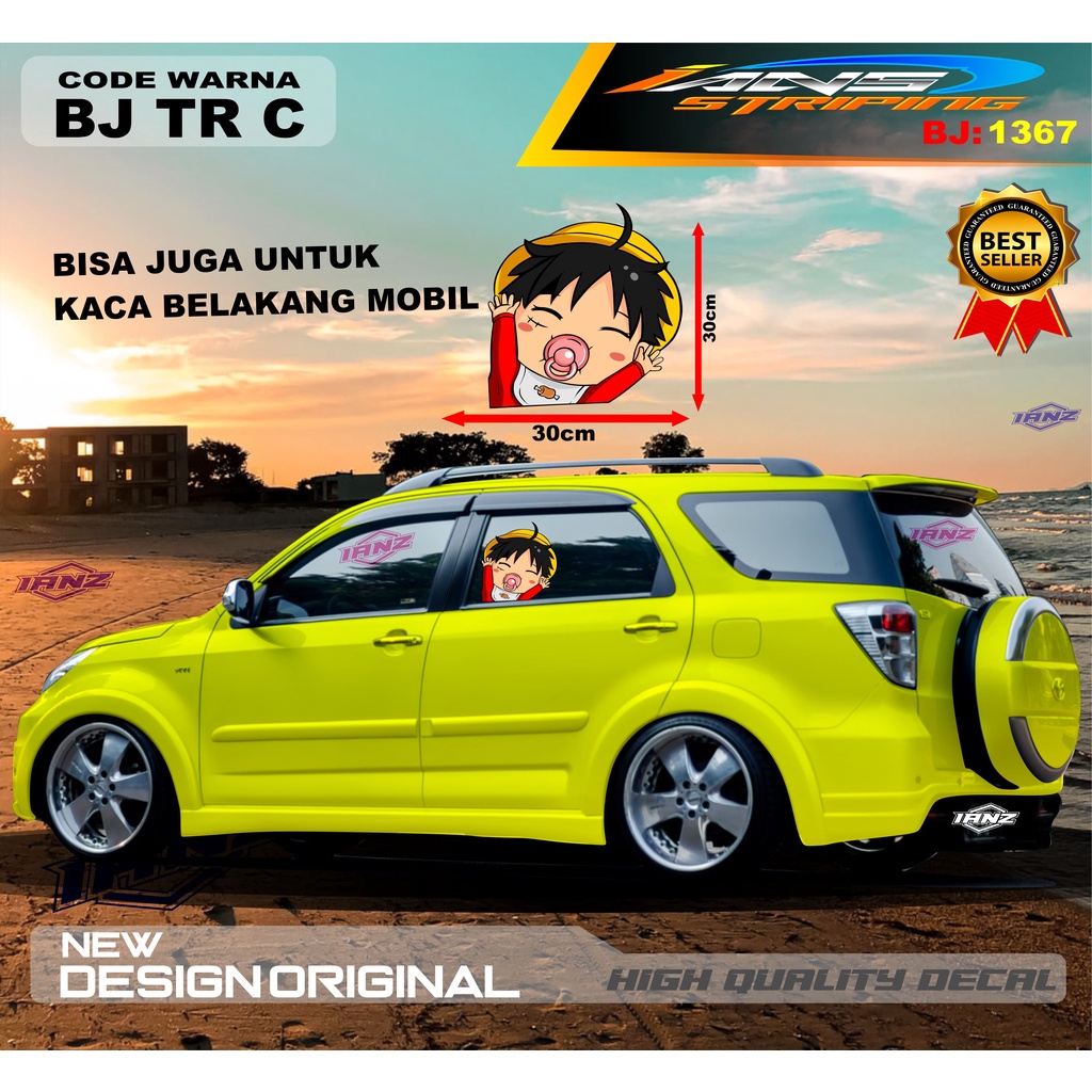 STICKER KACA MOBIL LUCU / STICKER KACA DEPAN MOBIL / STICKER KACA BELAKANG ONE PIECE LUCU