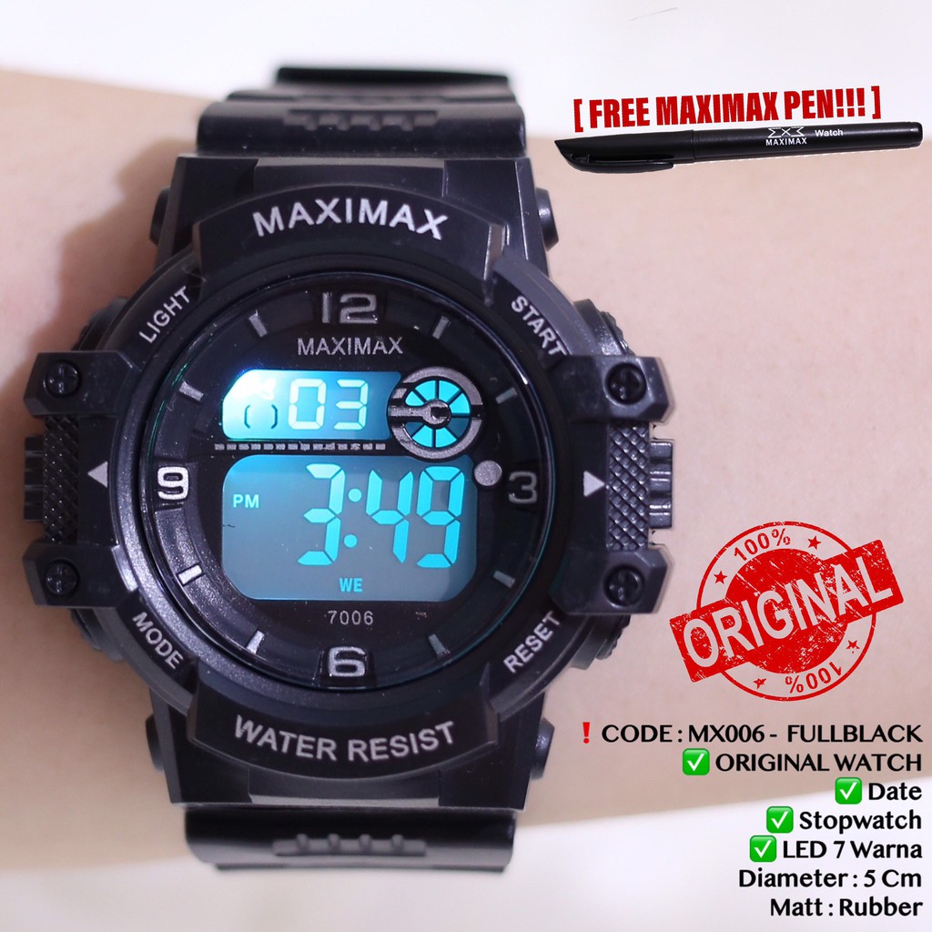 Jam tangan digital pria wanita FREE PUPLEN MAXIMAX model gshock LED watch MX7006