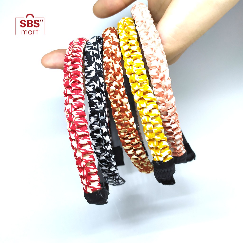 Bando Kepang model Tie Dye dan Plaid Kotak Kotak 1.5cm - Bandana Simpul Lidi Korea