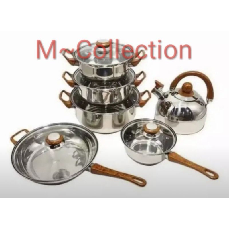 SUBRON IC 12 Panci Set Italy Panci Stainless Set Serbaguna Baru Bs COD