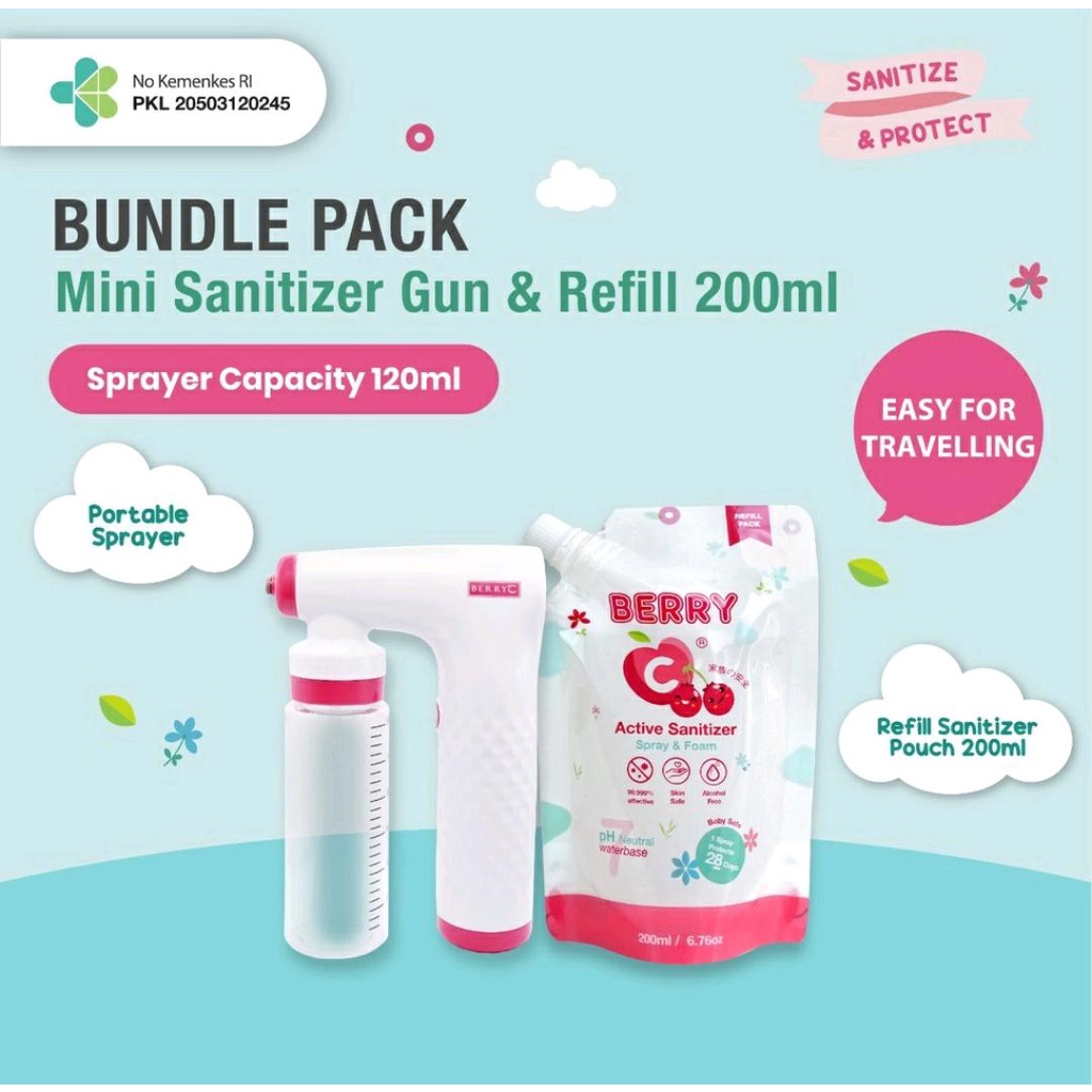 BERRYC BUNDLE PACK NANOMIST GUN + REFILL POUCH 200ML / HAND SANITIZER