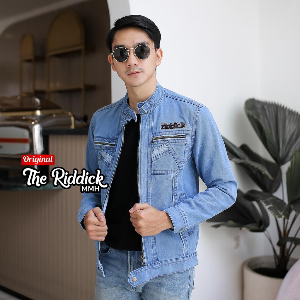 TURUN HARGA ! JAKET JEANS DENIM SLETING PRIA THE RIDDICK - JAKET JEANS PRIA - JAKET DENIM MURAH