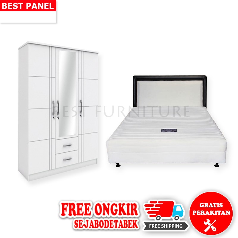 Best Paket Hemat-10 Furniture Ruang Kamar Multibed uk. 180x200 dan Lemari Pakaian 3 Pintu