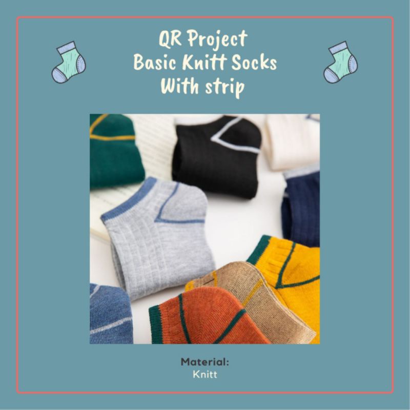 QR Project id Kaos Kaki Rajut Polos dengan Garis Basic Knitt  Socks with strip