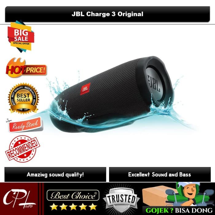 Jbl Charge 3   Portable Bluetooth Speaker