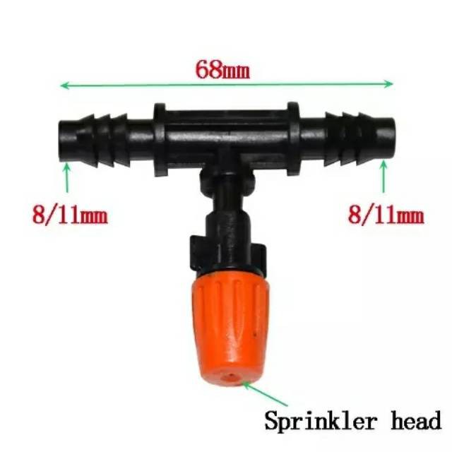 SET SPRAYER KABUT EMBUN TAMAN MIST NOZZLE + KONEKTOR TEE UNTUK SELANG PE 11MM FEFARM