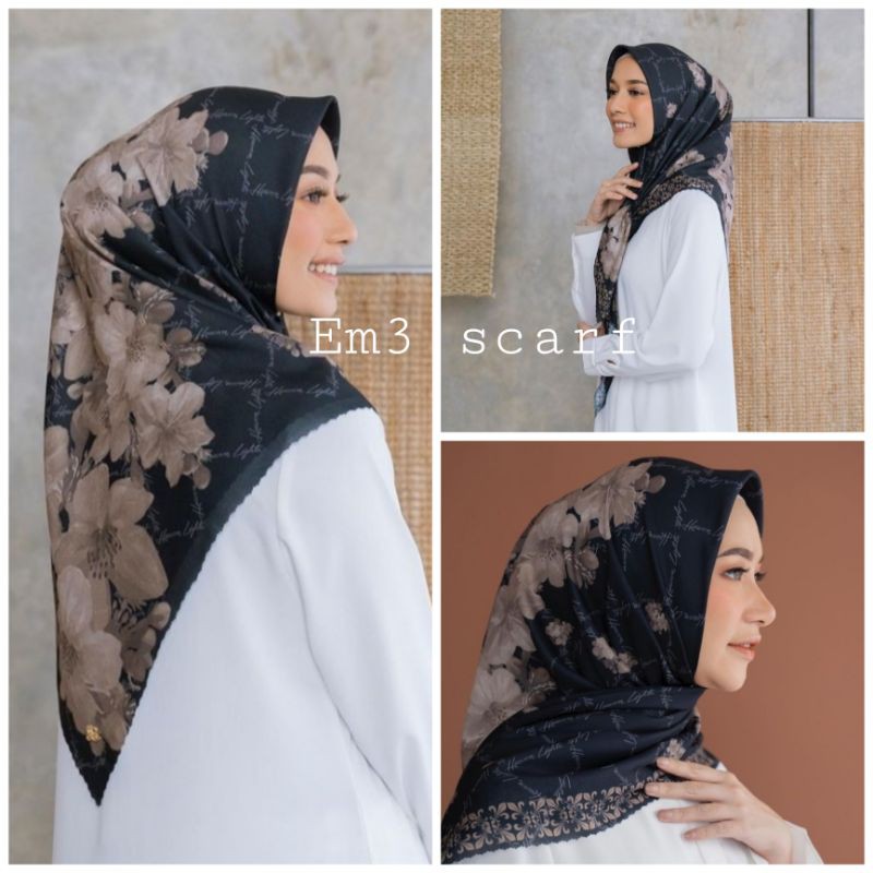 Em3 Scarf, GROSIR HIJAB SEGIEMPAT VOAL PREMIUM MOTIF TERLARIS INJI BIG FLOWER LASERCUT-4