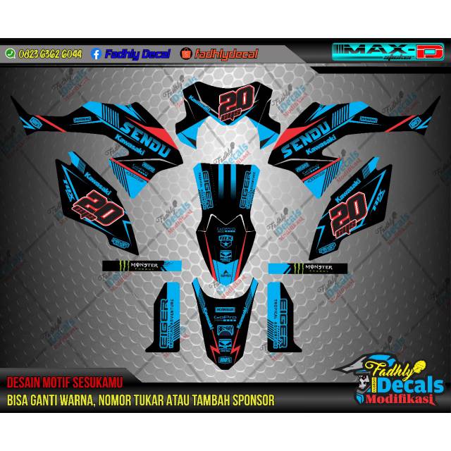 Decal klx BF biru hitam merah