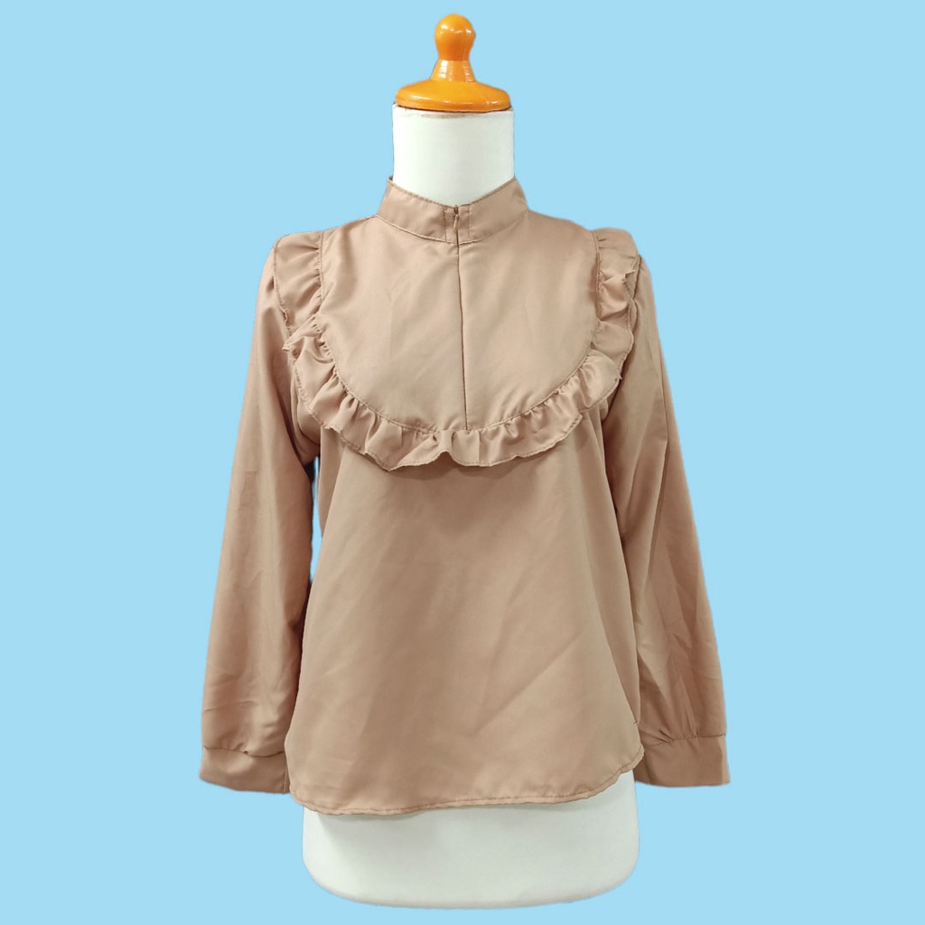 Top Blouse Ruffles Lengan Panjang Bahan Adem 901