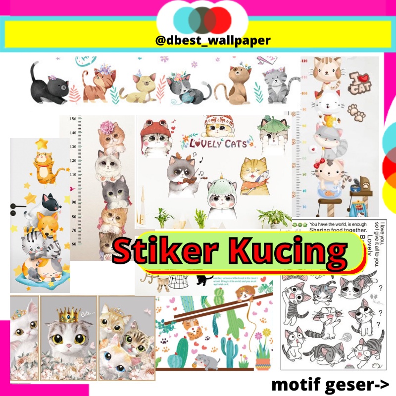 SETIKER STIKER KUCING WALLSTICKER CAT WALL STICKER TEMBOK DINDING KACA KERAMIK KRAMIK KUCING WALLSTI