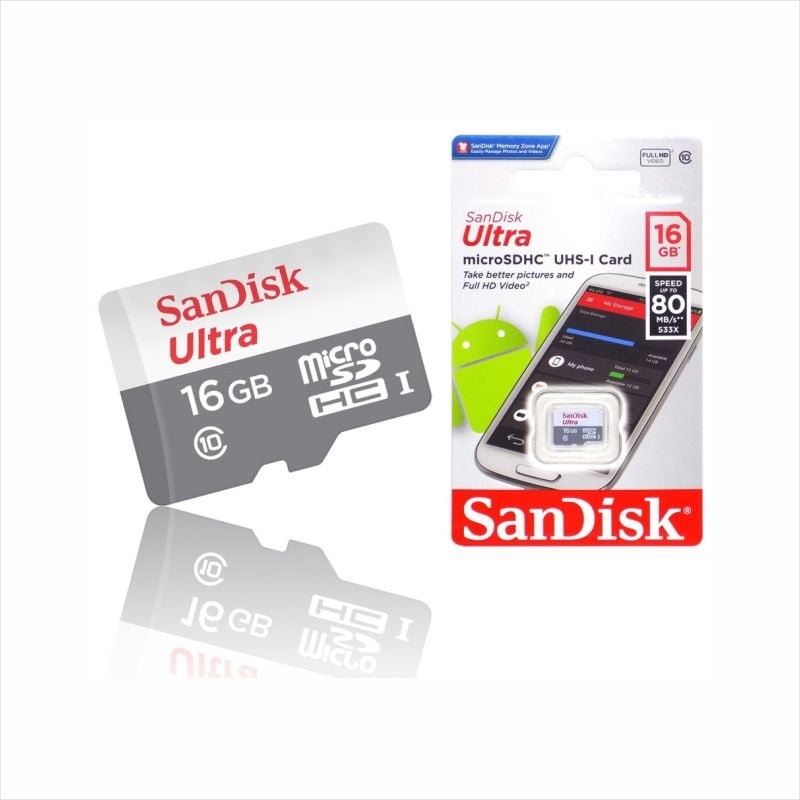 Memory Card | HOT PROMO Micro SD 16GB SanDisk Ultra up to 80Mbps CL10 - Garansi Resmi 7 Tahun