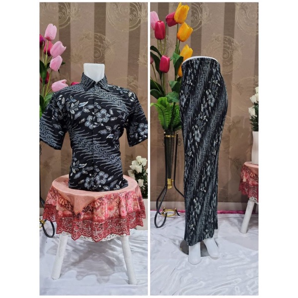 BATIK COUPLE/KEMEJA BATIK COUPLE/BATIK COUPLE LENGAN PENDEK/ROK PLISKET COUPLE/SET ROK TERBARU/SET COUPLE KONDANGAN